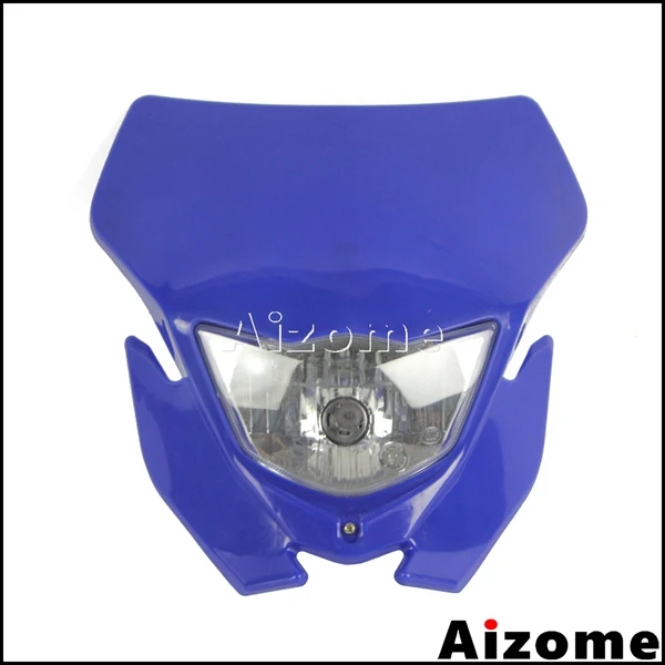Blue Мотоцикл Внедорожный H4 фара для Yamaha Honda WR 450 250 YZ TTR эндуро супермото Байк мотокросс фара обтекатель - Цвет: Blue
