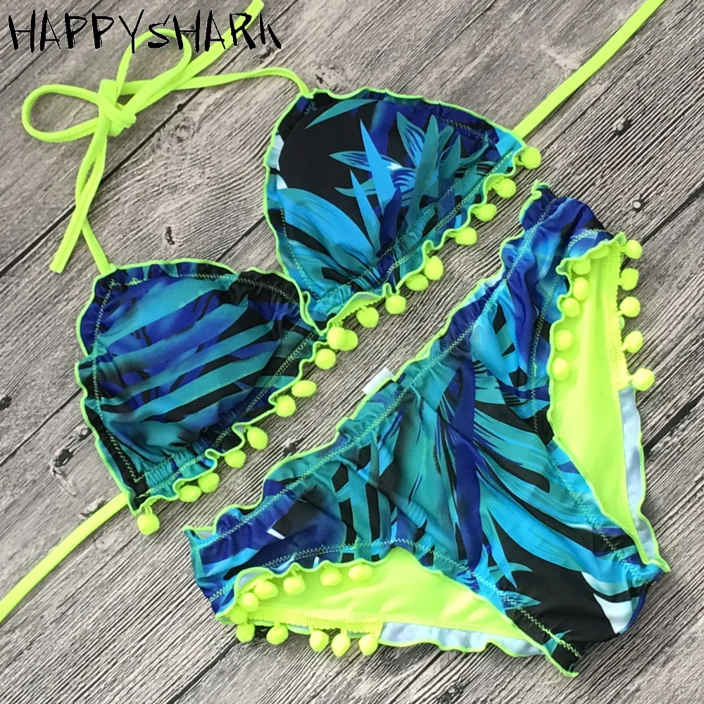 HAPPY SHARK 2018 сексуальный плюшевый мяч складывающийся край бикини женский купальник