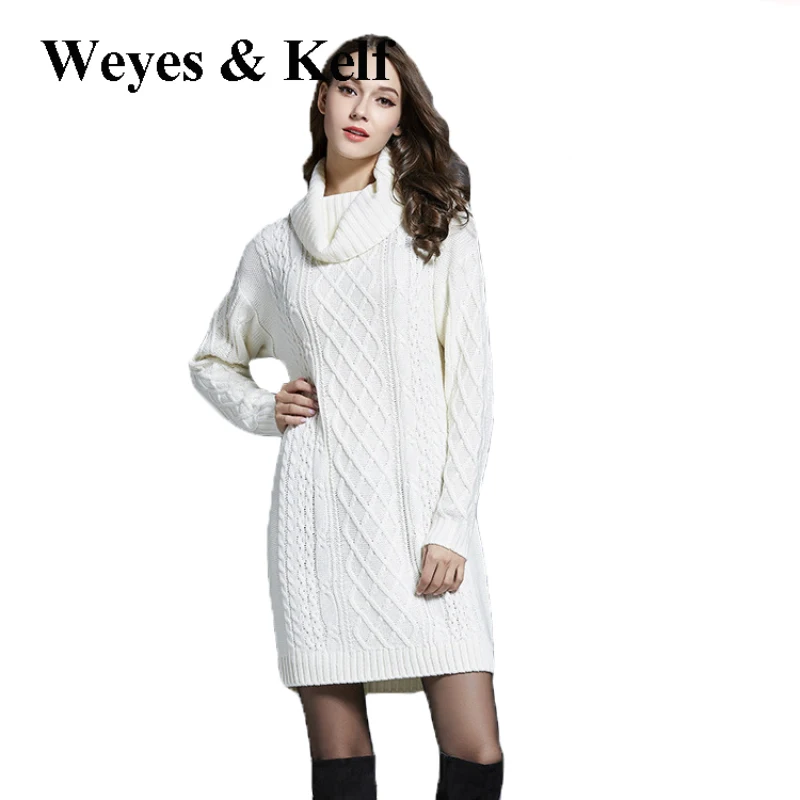 Элегантное вязаное платье Weyes &amp Kelf длинный пуловер свитер женский зимний
