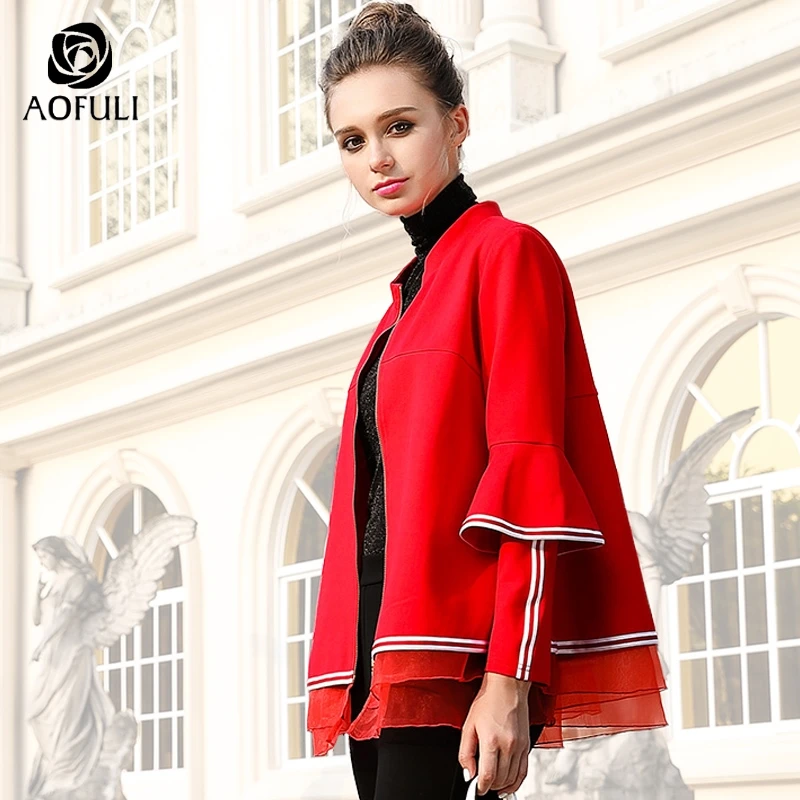 AOFULI M Xxxl 4xl Женское зимнее пальто трапециевидной формы элегантное красное с