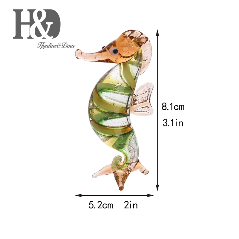 

H&D 3.1inch Little Glass Seahorse Sea Life Sculpture Wild Life Figurine Handmade Craft Hand Blown Glass Art Home Table Decor