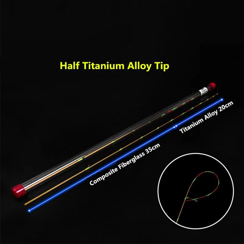 Exclusive Quality Glow in Dark Half Titanium Fiberglass Fishing Rod Tip Unbreakable Sensitive Fishing Rod Tip 55cm 2.6mm Dia - Цвет: Цвет: желтый