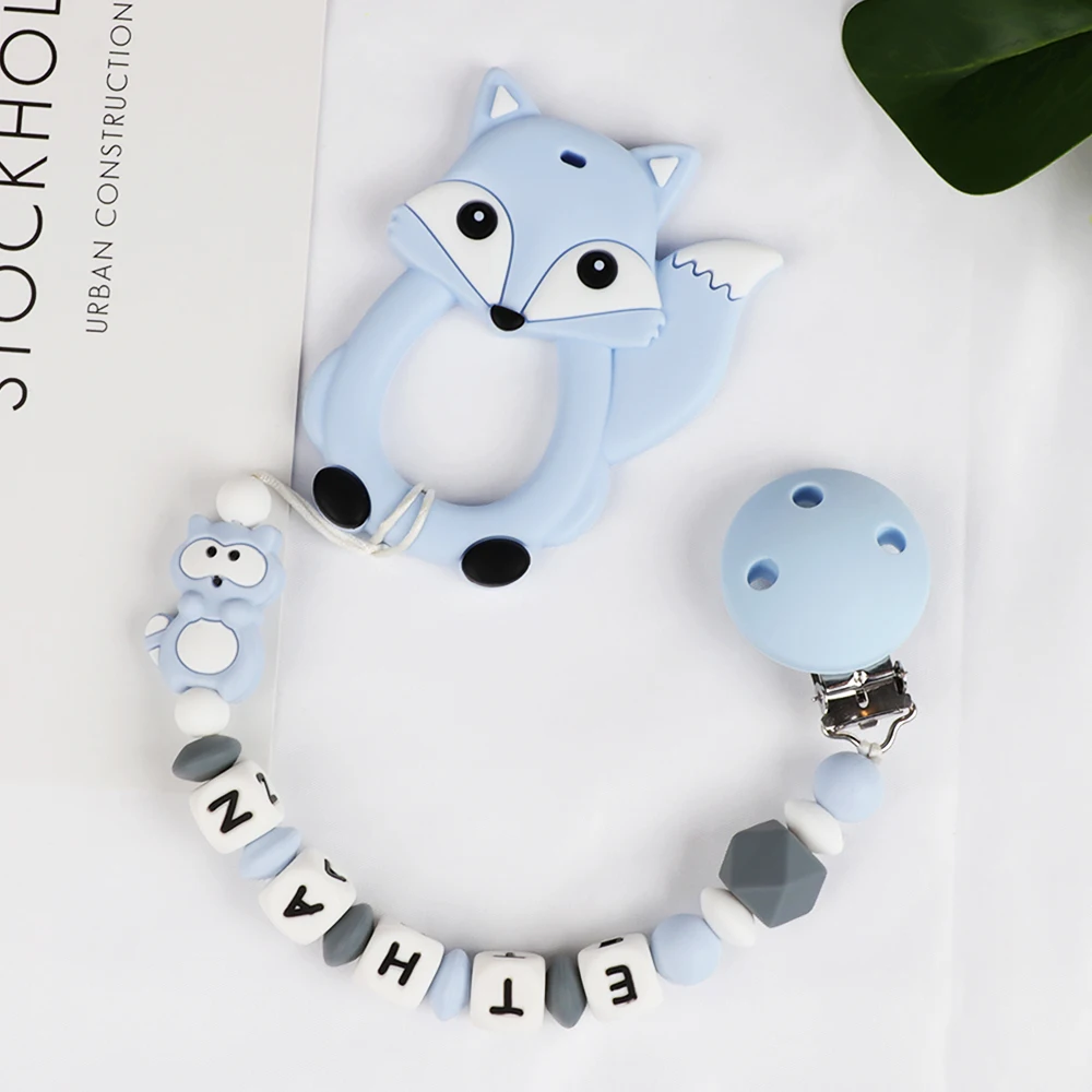 

Fox Silicone Teether Baby Teething Toys Pacifier Clips Chain Holder For DIY Charming Necklace Pendant 12mm Silicone Beads Set