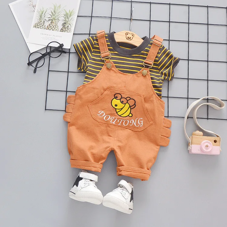 Для детей 1-4 лет новинка 2019 летняя модная короткая футболка в полоску для