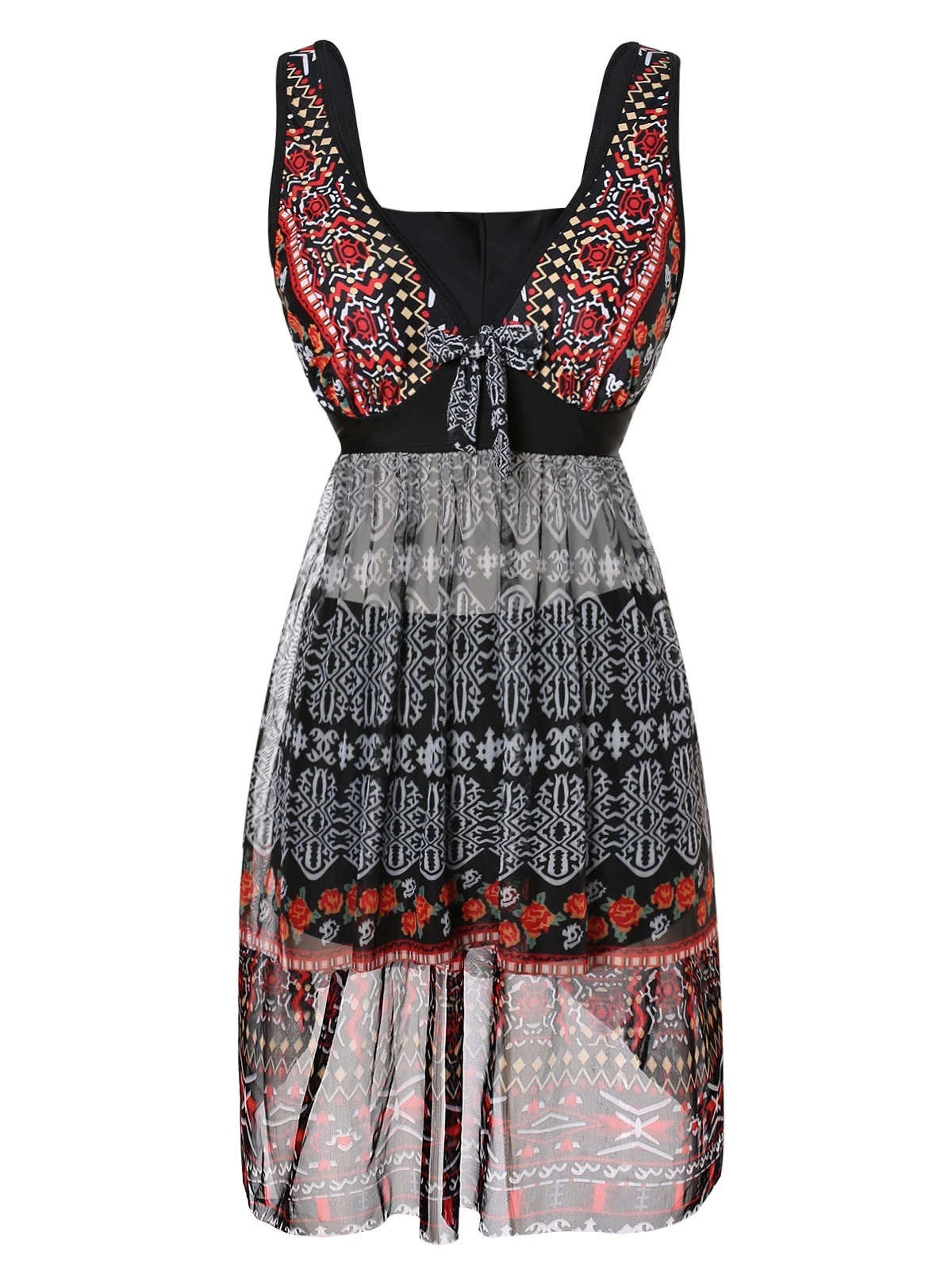 2019 размера плюс цветочный этнический принт танкини набор женский летний