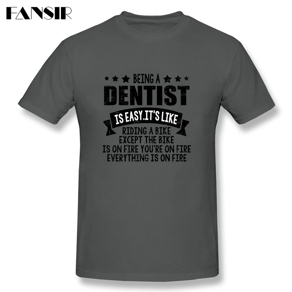 Мужская хлопковая футболка с коротким рукавом надписью Я дантист рок|rock t shirt|men