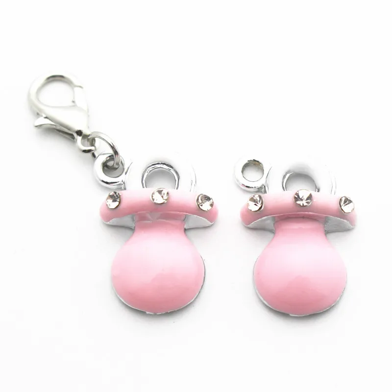 

New Style 20pcs/lot Metal Enamel Pink Nipple Crystal Dangle Charms Lobster Clasp Charms Fit DIY Bracelet Necklace Jewelry