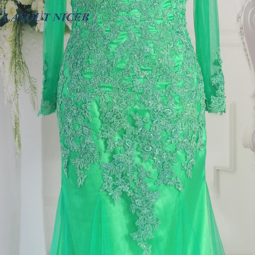 Элегантные вечерние платья русалки с длинными рукавами 2017 Robe De Soiree кружевные