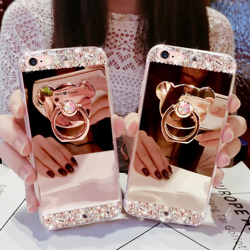 Для iPhone 7 8 6 6s плюс Чехол для телефона чехол зеркало с 360 кольцевой стент для Apple iPhone X 5 6 Plus SE 7 8 6s чехол сумка аксессуары