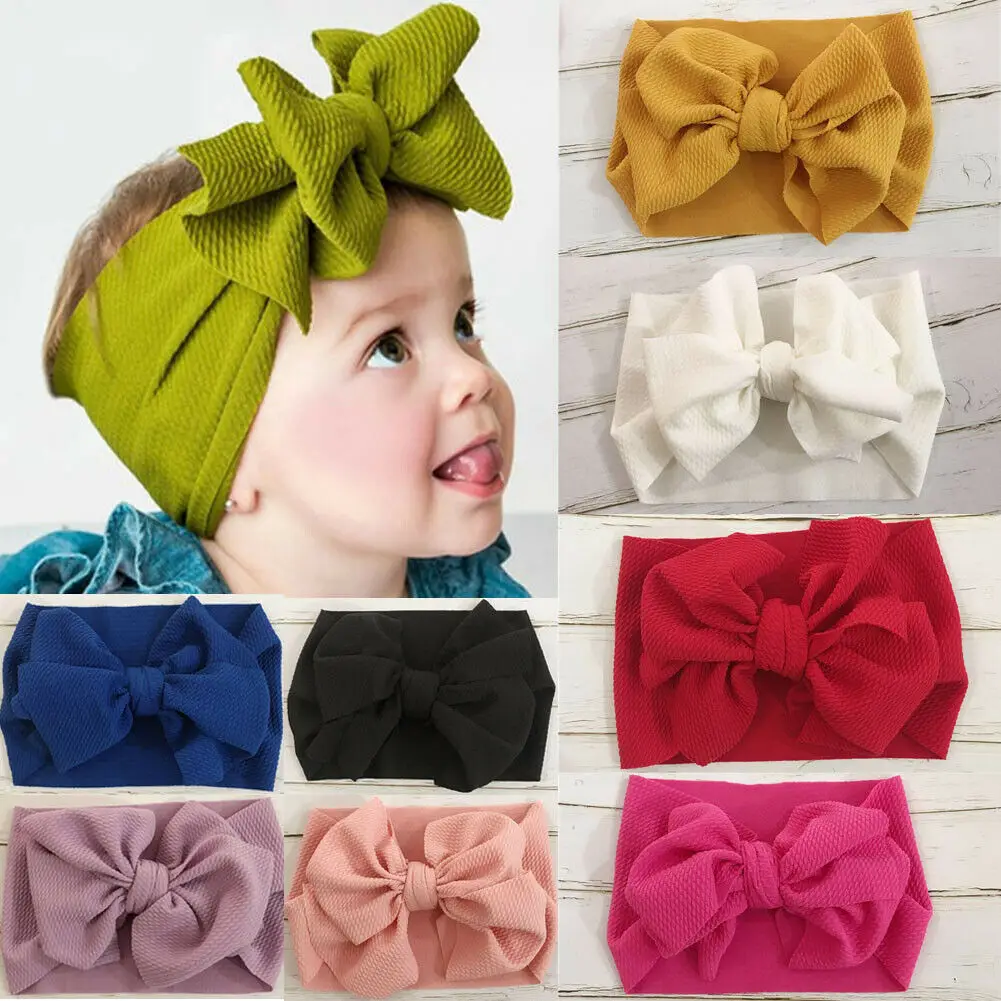 

Toddler Baby Girl Bowknot Headband Kids Girl Big Bow Hairband Solid Color Turban Knot Cute Headband Fashion Headwear Accessories