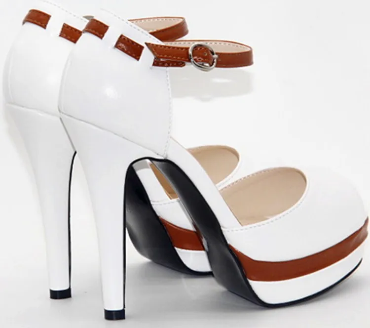 

Olomm New Stylish Women Platform Sandals Sexy Thin High Heels Shoes Sexy Peep Toe White Party Shoes Women US Plus Size 4-10.5