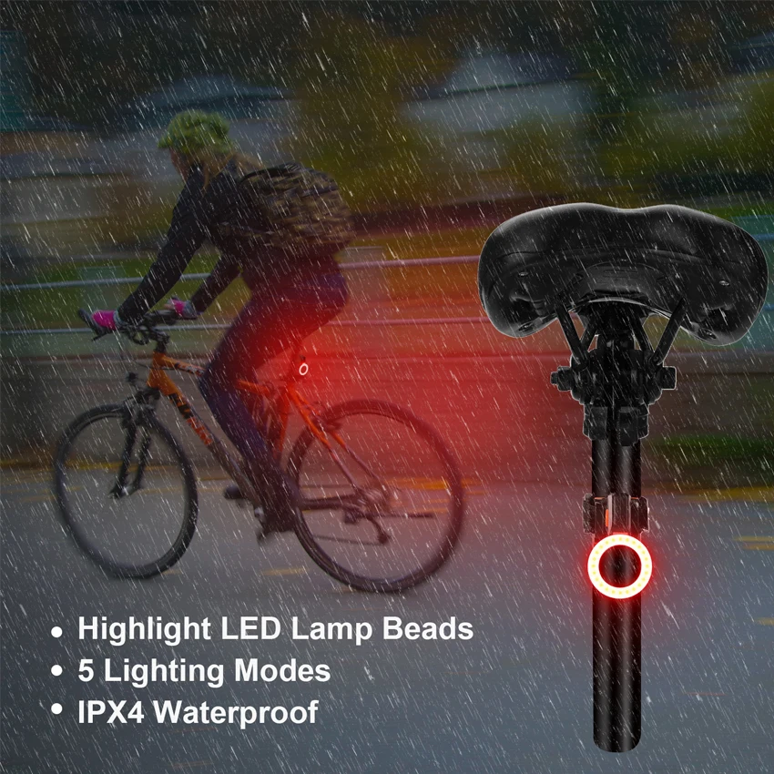 Светильник Cycloving для велосипеда 5 режимов водонепроницаемый IPX4 usb перезаряжаемый