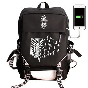 Рюкзак атака на Титанов, для девочек и мальчиков, с USB-зарядкой