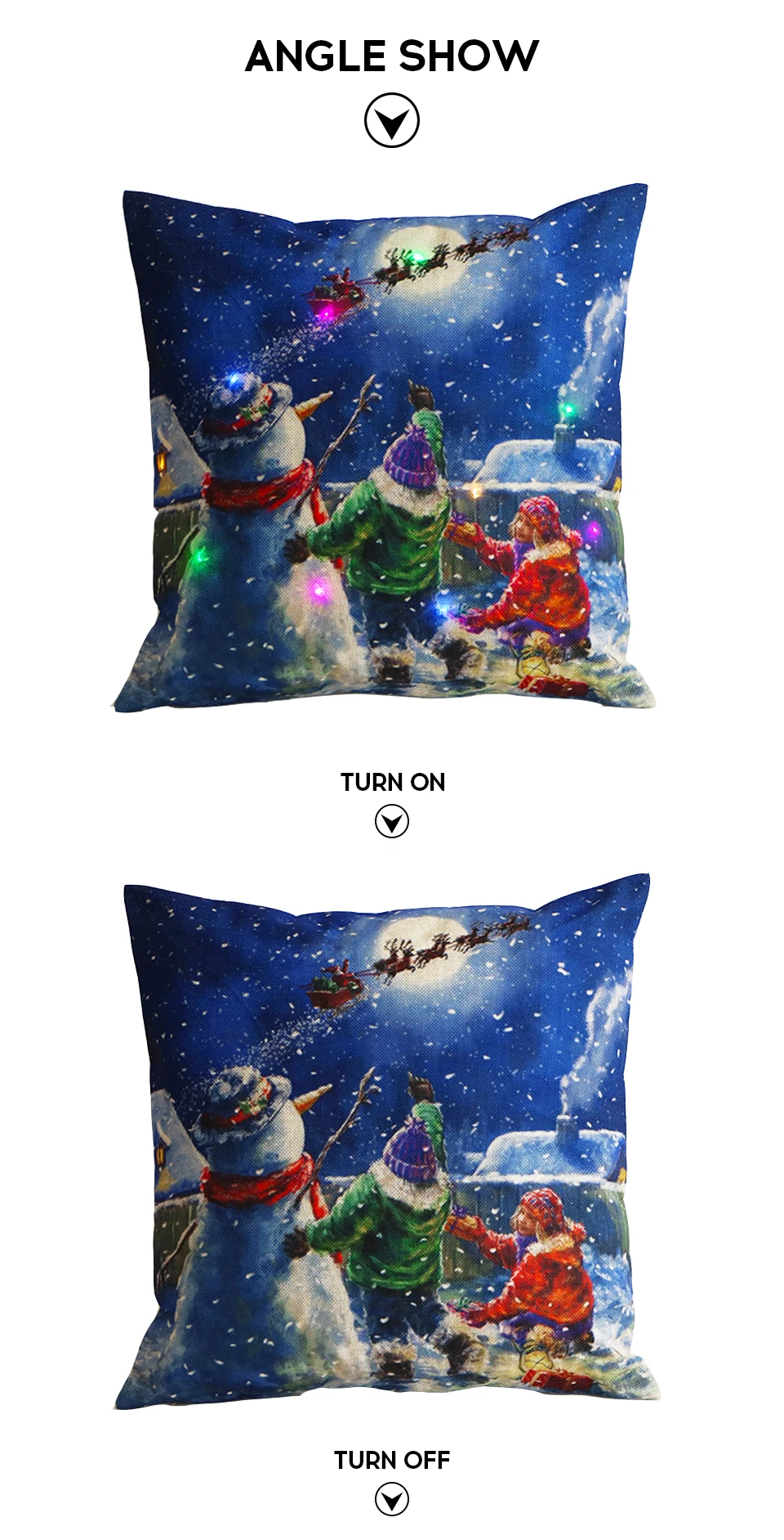 Рождественский светодиодный льняной чехол для подушки со снеговиком, тканый чехол для подушки с принтом в виде венка, оленя, простой домашний декоративный чехол для подушки