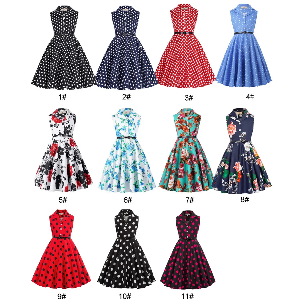 New Children Kids Girls Retro Vintage Sleeveless Lapel Collar Polka Dots Dress | Детская одежда и обувь
