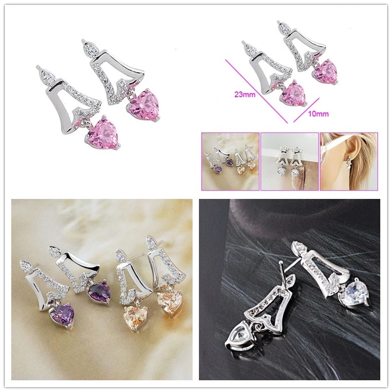 INALIS 6 мм Серьги с кристаллами в форме сердца CZ для женщин Подарочные серьги