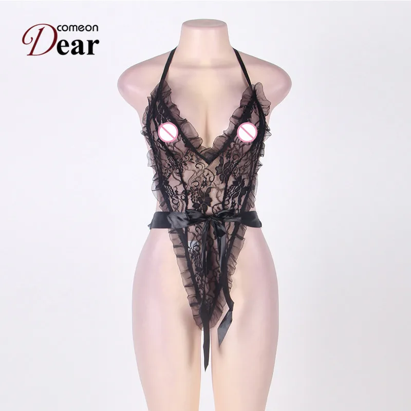 Comeondear RA80050 размера плюс, боди, кружевное, с ограничениями на запястье, Lenceria Erotica Mujer Sexi, Сексуальное эротическое белье