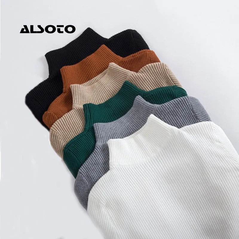 

Women 2019 New-coming Autumn Turtleneck Pullovers Sweaters Primer Shirt Long Sleeve Short Korean Slim-fit Tight Sweater