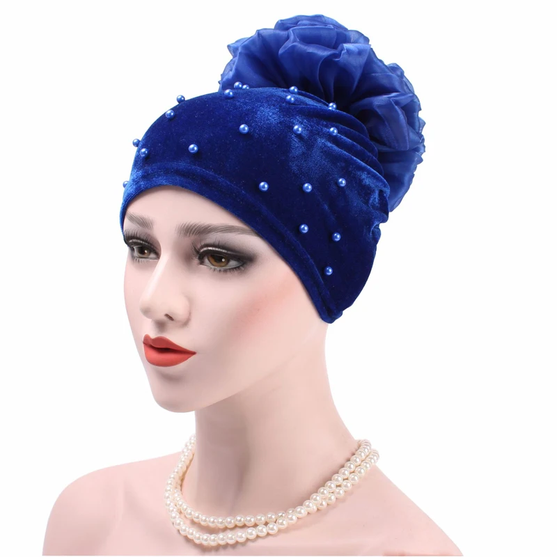 300 шт./лот Для женщин большой цветок Pearl Beanie Кепки Рак химиотерапия шляпа