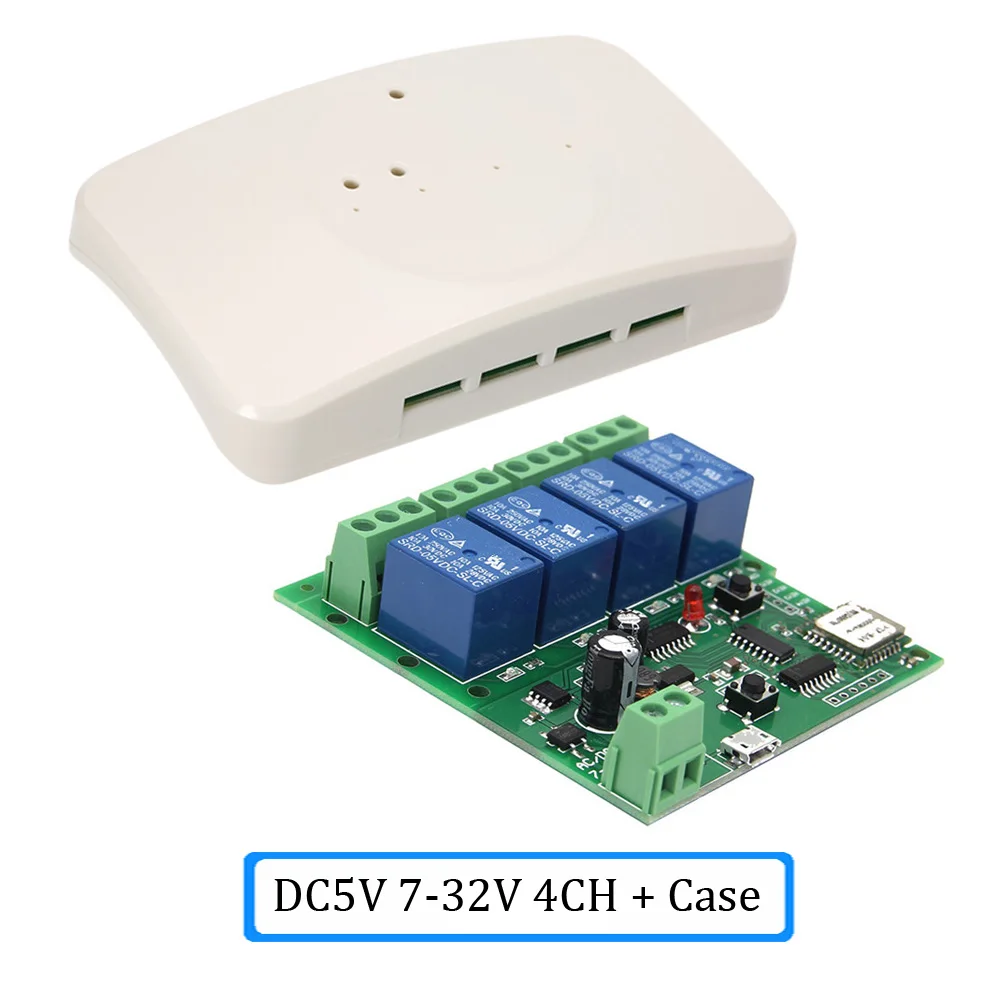DC7-32V A case Смарт-модуль дистанционного управления eWeLink 4CH DC5V 12 в 32 В 220 В Jog Inching самоблокирующийся радиочастотный приемник 10A реле wifi беспроводной переключатель - Комплект: DC7-32V A case
