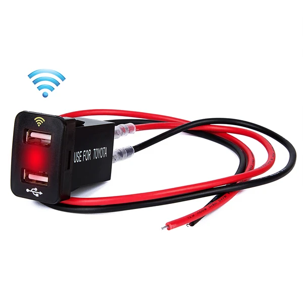 Red Быстрое Автомобильное зарядное устройство для Toyota DC 12-24 в двойной порт USB быстрая зарядка светодиодный дисплей 4.2A автомобильное зарядное устройство адаптер Bluetooth позиционирование - Название цвета: Red