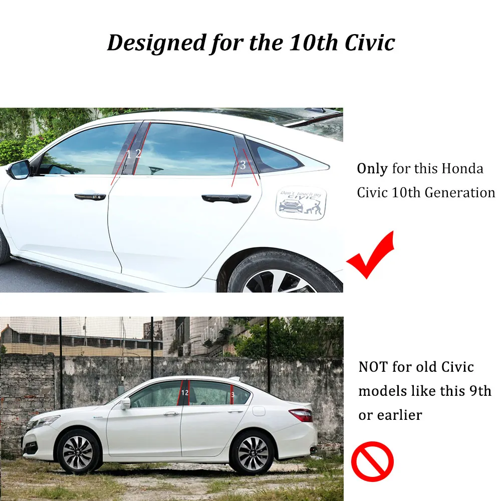 Buendeer углеродного волокна наклейки для стоек для 10-го поколения Honda Civic EX EX-L Touring Si Седан Тип R хэтчбек окна края крышки стойки зеркала