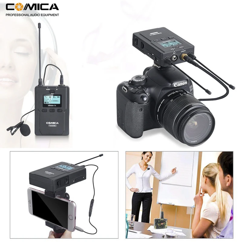 Comica CVM-WM200C 96-канальный UHF Беспроводной Lavalier отворотом микрофон система для Canon Nikon