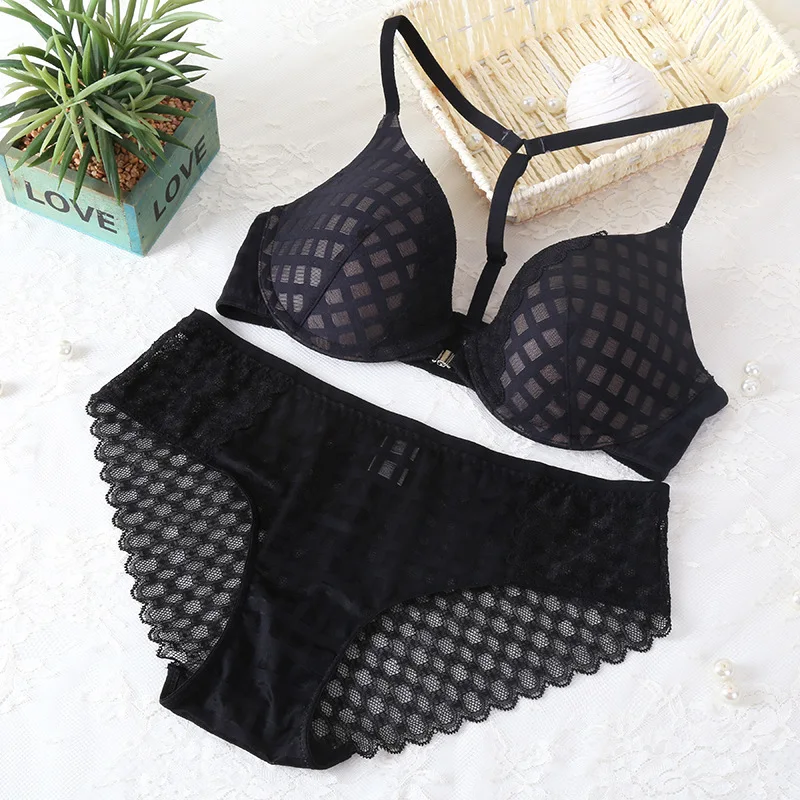 2018 популярный комплект модных бюстгалтеров 3 однобортный Глянцевая кружевное