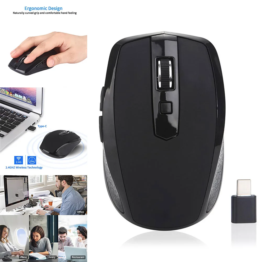 Newly 2.4GHZ Wireless Mouse with Type-C Receiver Ergonomic 6 Buttons for Devices | Компьютеры и офис