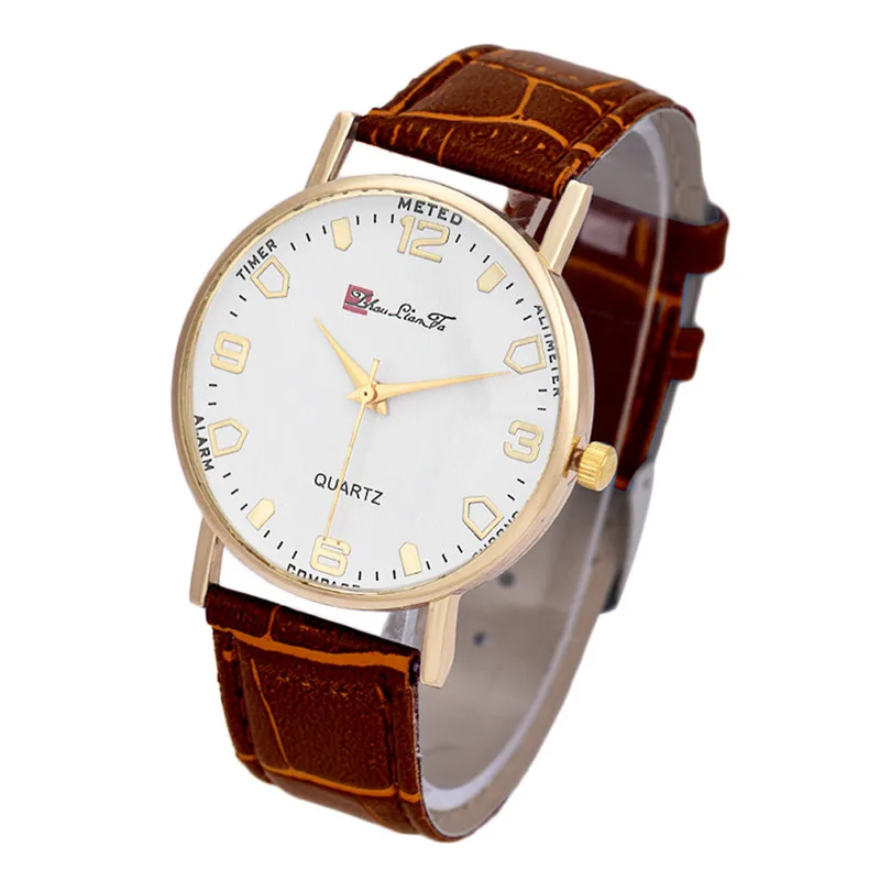 Горячий! Женские и мужские круглые золотые часы с белым циферблатом наручные