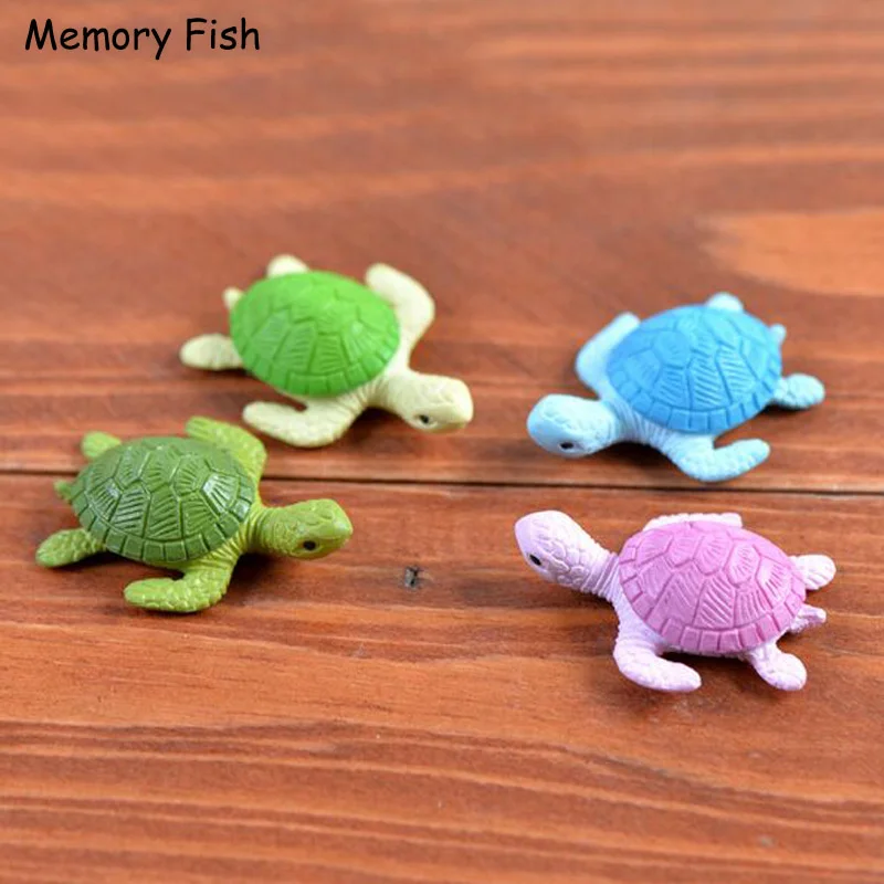 4 цвета мини Мультяшные Черепашки из смолы 3D Животные миниатюрные Фигурки