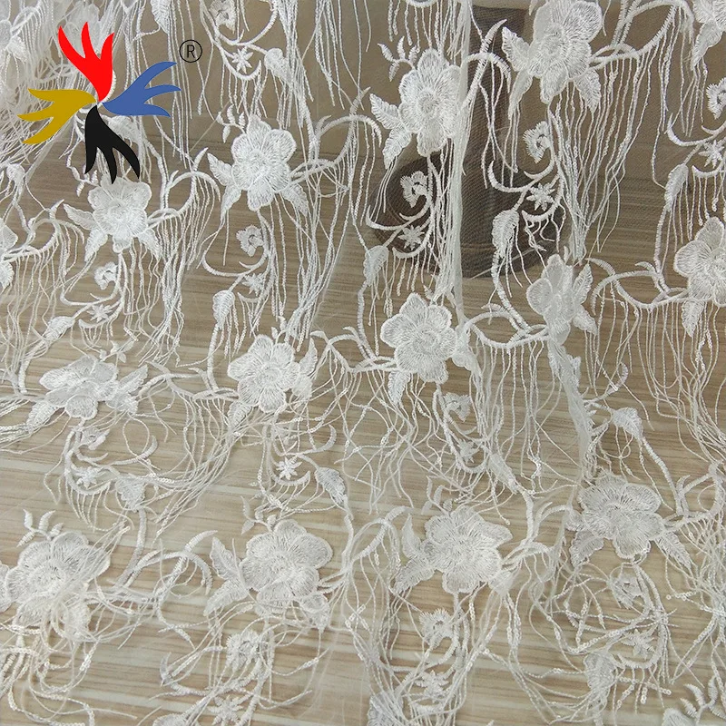 3Yards Unique Tassel Design African Sequins Net Lace Fabric High Quality Embroidery net lace fabric for fashion party dress | Дом и сад