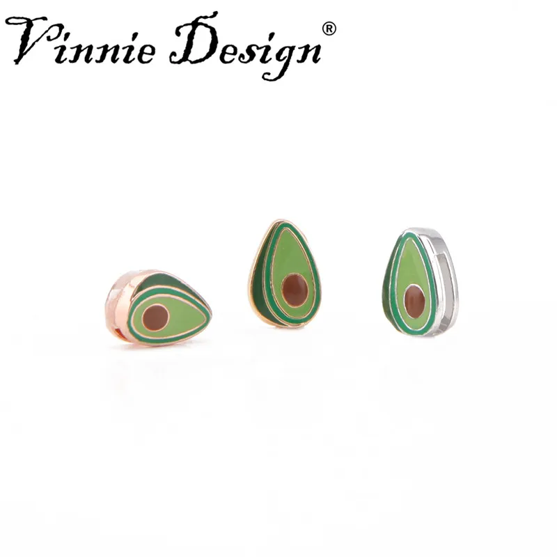 Vinnie Дизайн Ювелирные изделия эмаль авокадо слайд шармы для обертывания сетки