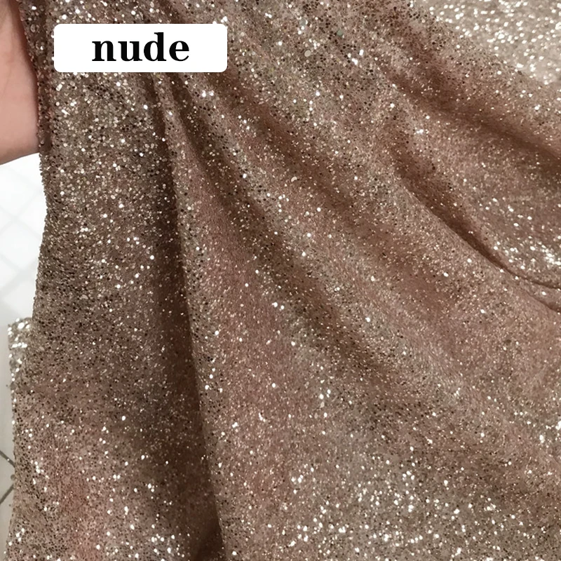 nude 130X50 см блестящая ткань, лоскутное шитье, тюль для свадеб, олень, вечерние платья, одежда ручной работы - Цвет: nude