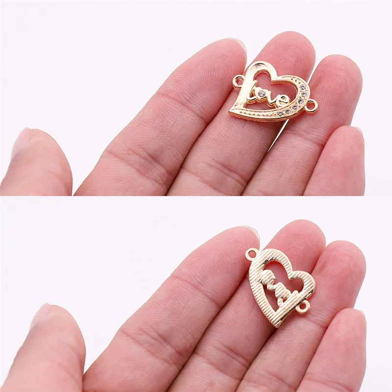 10pcs Style 33 Горячая 10 шт золотистый в форме сердца шармы-соединители с Стразы круглые соединители для животных аксессуары для изготовления ювелирных изделий на продажу - Цвет: 10pcs Style 33