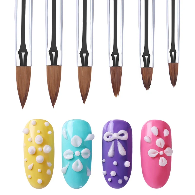 6 шт. акриловая Соболь для дизайна ногтей плоская кисть Сделай Сам дизайн