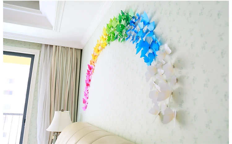 

2sets (24pcs.) Creative Sky blue PVC Butterfly Wall Stickers DIY home decoration removable 3D wall Butterfly sticker