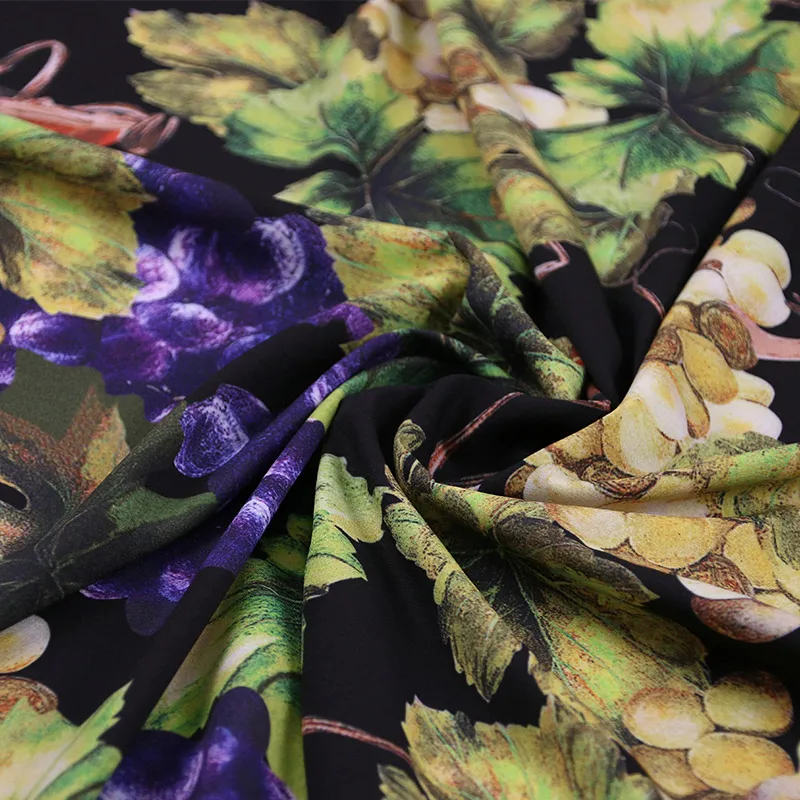 Autumn summer dress soft Cady fabric Purple grape printed color polyester hang tissu women holiday DIY clothing | Дом и сад