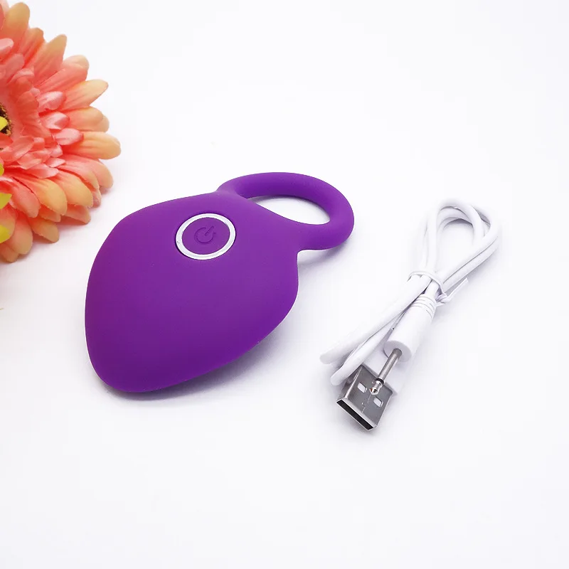 Фиолетовое Силиконовое кольцо для пениса с USB зарядкой Вибрационный замок спермы