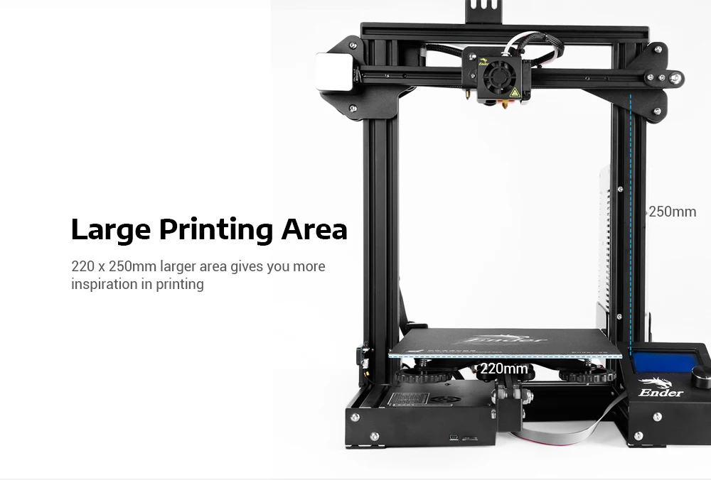 Creality3D Ender-3 3D-принтеры высокой точности принтера DIY Kit Сталь рамка ЖК-дисплей Дисплей 220x220x250 мм Большая область печати