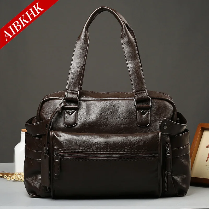 

New Arrival Travel Bags for Men Pu Leather Large Capacity Portable Male Shoulder Bags Men's Handbags Vintage Travel Package