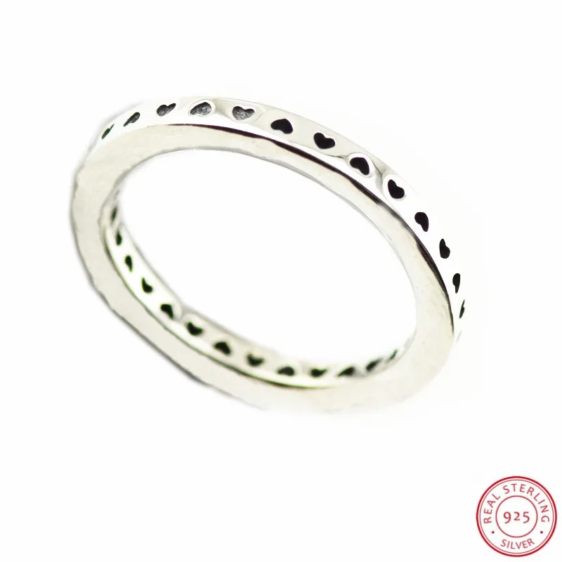 Женское классическое кольцо из серебра 2018 пробы с вырезами в форме сердца|Кольца|