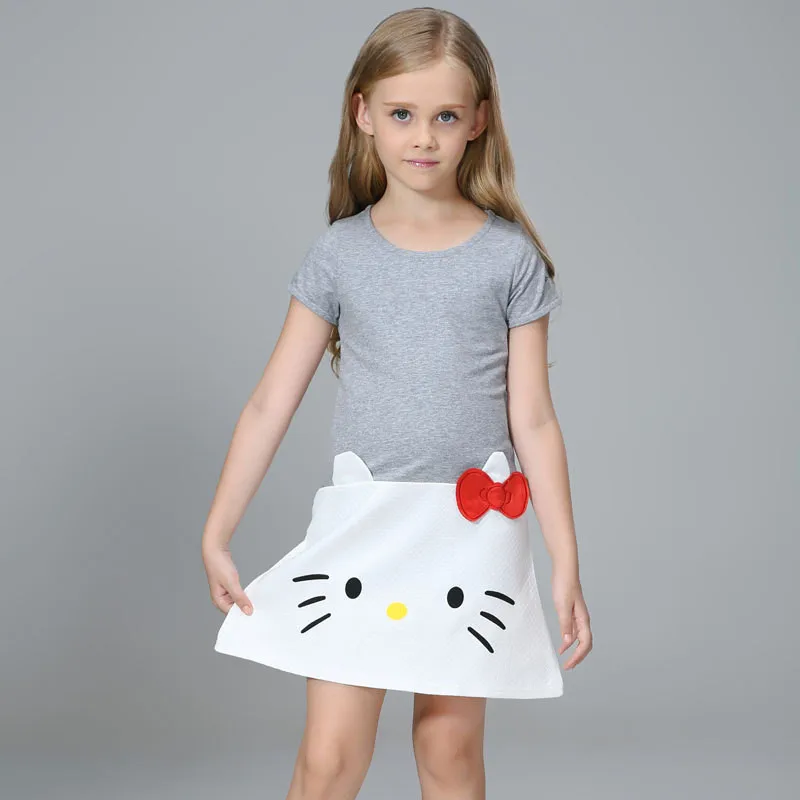 2017 Новорожденных Девочек Платья Hello Kitty Для Милый Стиль Одежды Детская Одежда