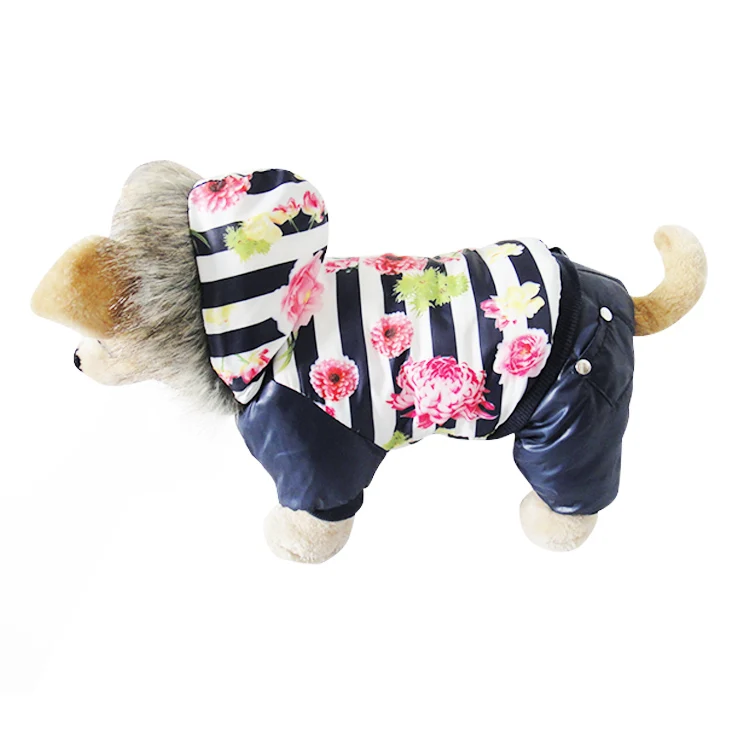 Стильное хлопковое зимнее пальто для собак с цветочным принтом Бесплатная