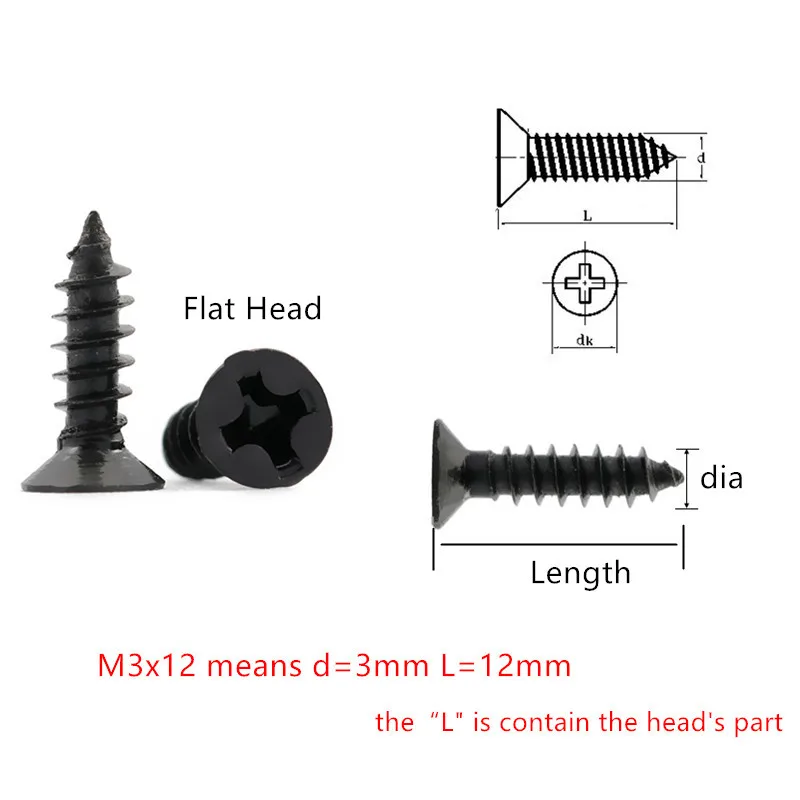 Винты Phillips M1.2/M1.4/M1.7/M2/M2.3/M2.6/M3 * 3/4/5/6/8/10 мм Саморез с потайной плоской/сковородной