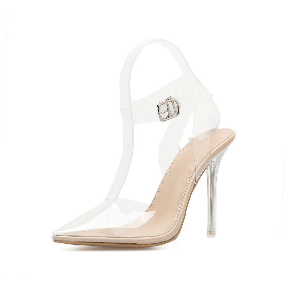 Women Sandals 2018 Fashion Transparent Pointed Toe Clear High Heels Pumps Stilettos Slingback PVC Wedding Dress Shoes Summer | Обувь