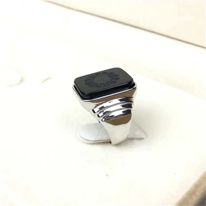 High Quality Men's Ring - The Great Gatsby Black Onyx Ring for Men's Jewelry - Silver Color Charm Ring image 4