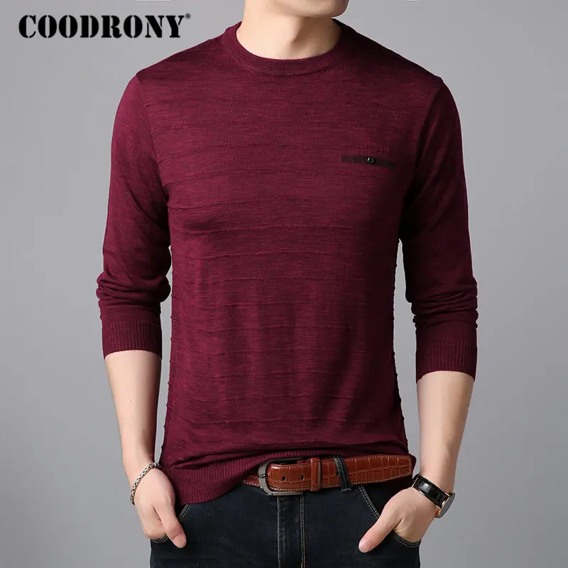 COODRONY Cashmere Wool Sweater Men Casual O-Neck Pullover Men Clothes Autumn Winter Mens Sweaters Plus Size Pull Homme 8146