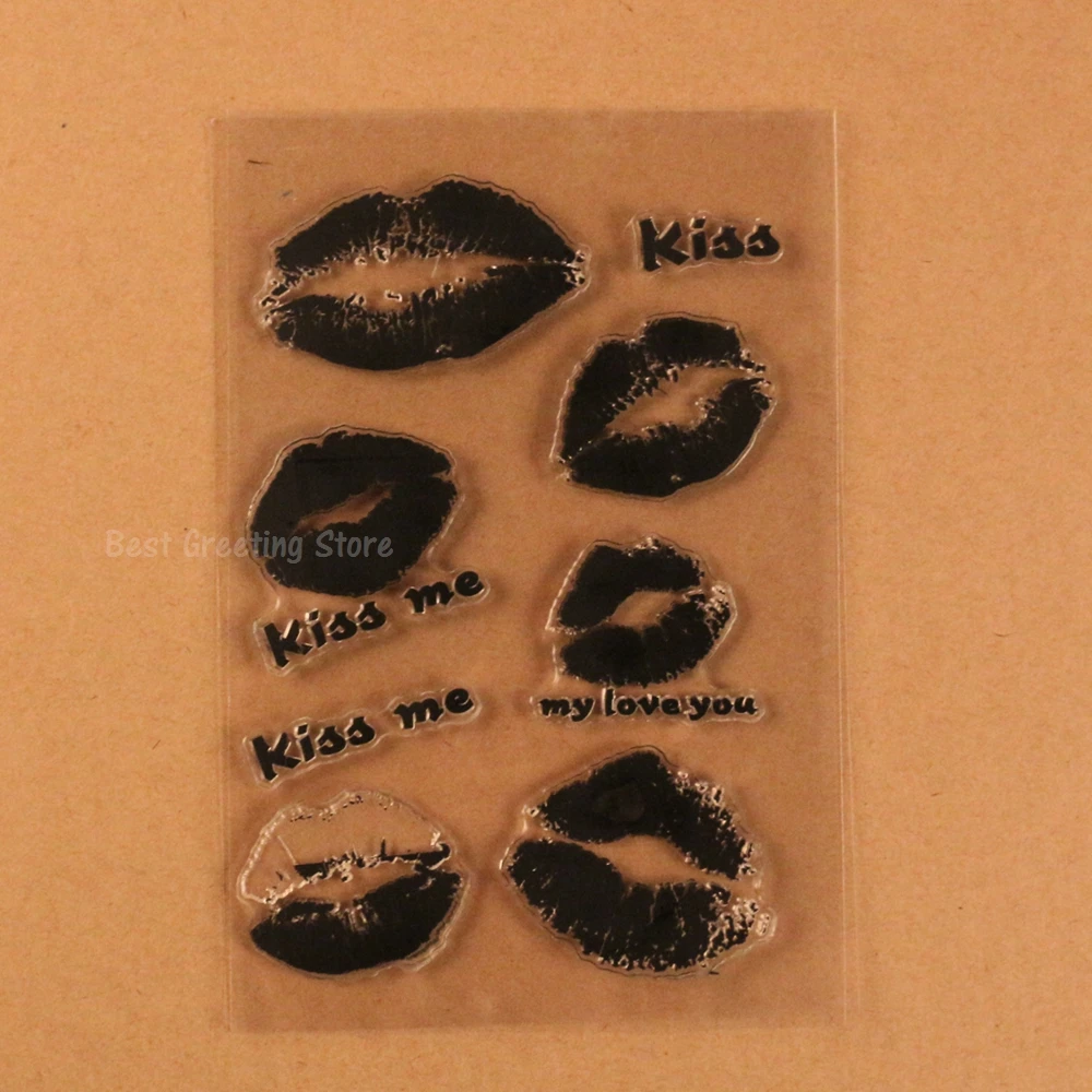 ENO поздравительные прозрачные штампы Kiss Me для скрапбукинга губ поцелуй ко Дню