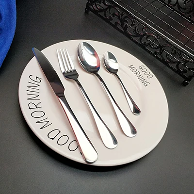 silver Горячая Распродажа 4 шт. синяя столовая посуда кухонный нож из нержавеющей стали вилка столовая ложка столовая посуда столовые приборы набор столовых приборов Прямая поставка - Цвет: silver